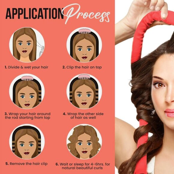 KAV Silk Heatless Curling Rod with Clip and Scrunchie Set, 4pcs set - Picture 5 of 5